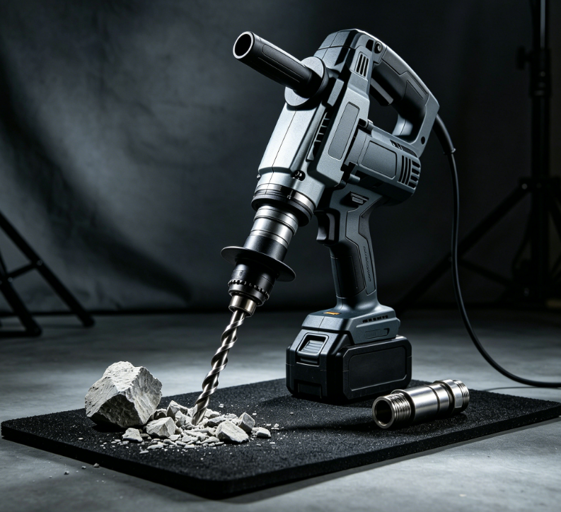 Powerful impact electric hammer for construction site concrete chiseling