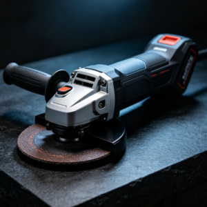 High-speed brushless angle grinder for industrial polishing and grinding.